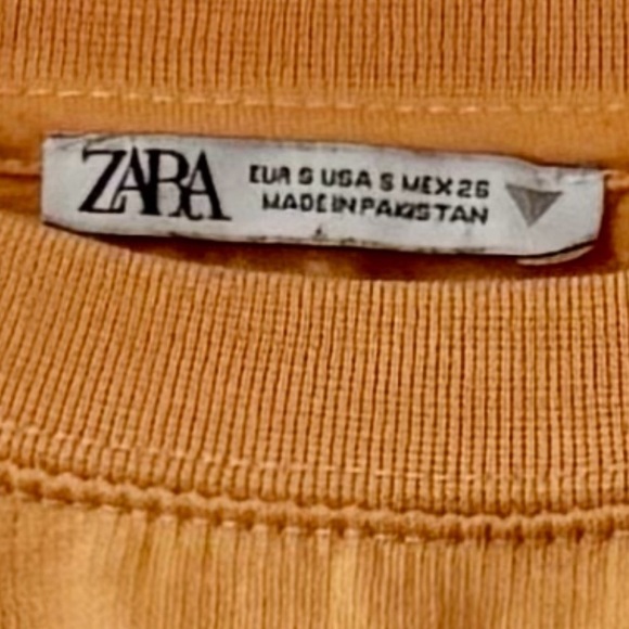 Zara| Cute Mustard Knit Cropped Fleece Sweatshirt Sz S - Picture 4 of 4